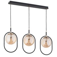 H&auml;ngelampe blendarm Glas Bernstein Schwarz E14 L:78 cm