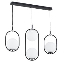 H&auml;ngelampe blendarm 3-flammig Glas Schwarz E14 78 cm