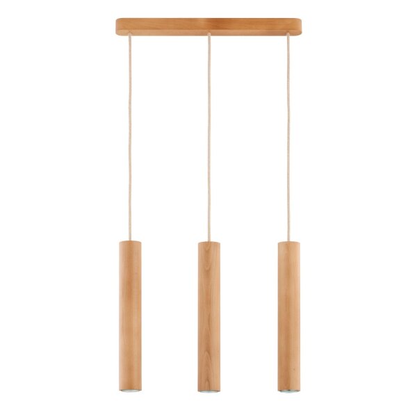 Hängelampe 3-flammig Holz GU10 52 cm Skandinavisch