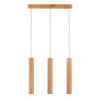 H&auml;ngelampe 3-flammig Holz GU10 52 cm Skandinavisch