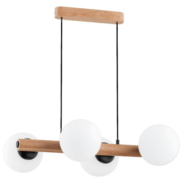 Pendelleuchte 4-flammig Holz Weiß E14 60 cm wohnlich