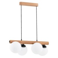 Pendelleuchte Holz Wei&szlig; 4-flammig E14 60 cm wohnlich