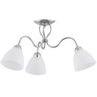 Deckenleuchte 3-flammig Glas Wei&szlig; Chrom E27 B:51 cm