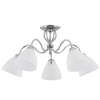 Deckenleuchte 5-flammig Glas Wei&szlig; Chrom E27 L:64 cm