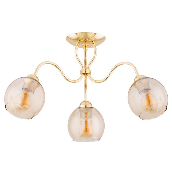 Deckenlampe 3-flammig Glas Gold Bernstein E27 B:58 cm