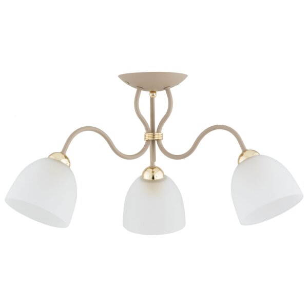 Deckenleuchte 3-flammig Metall Glas Beige E27 B:56 cm