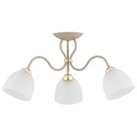 Deckenleuchte 3-flammig Metall Glas Beige E27 B:56 cm