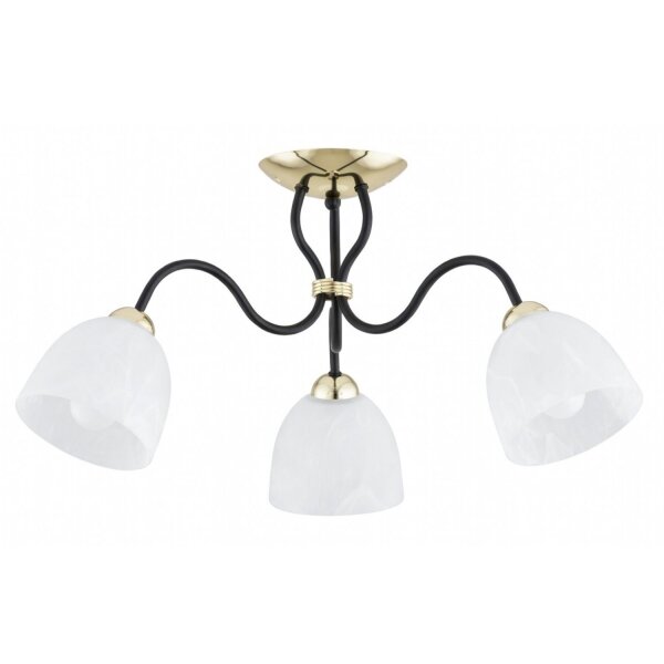 Deckenleuchte 3-flammig Glas Metall Gold E27 B:56 cm