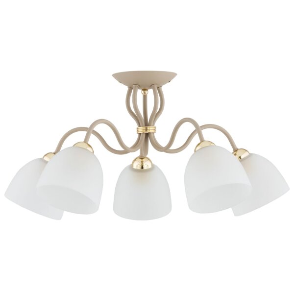 Deckenleuchte 5-flammig Metall Glas Beige E27 B:58 cm