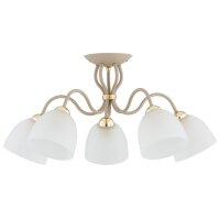 Deckenleuchte 5-flammig Metall Glas Beige E27 B:58 cm