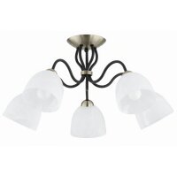 Deckenlampe 5-flammig Glas Schwarz Wei&szlig; E27 B:58 cm