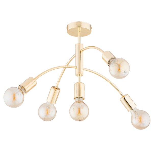 Deckenlampe 5-flammig Metall Gold E27 L:53 cm Retro