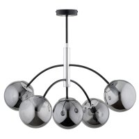 Deckenlampe 5-flammig Glas Schwarz Chrom E14 H:57 cm