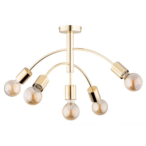 Deckenleuchte 5-flammig Metall Gold E27 H:34 cm Retro