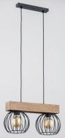 Hängelampe 2-flammig Holz Schwarz E27 L:41 cm Kugel