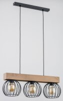 Hängelampe 3-flammig Holz Schwarz E27 60 cm wohnlich