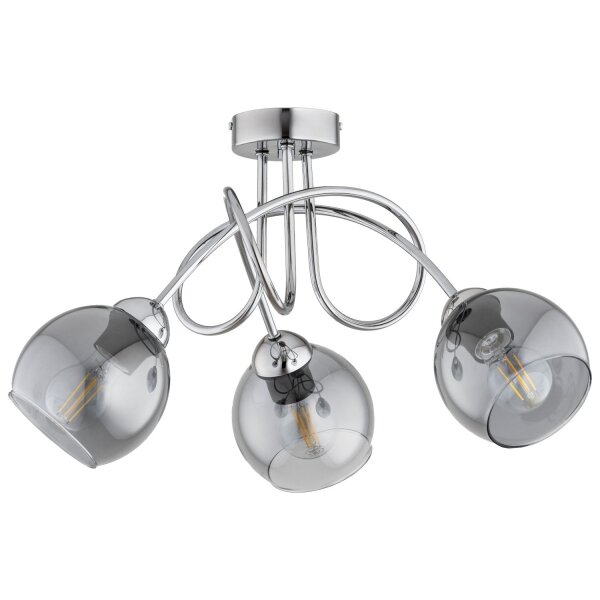 Deckenlampe 3-flammig Glas Silber E27 B:52 cm Modern