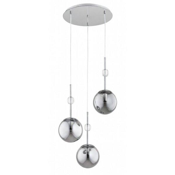 Hängelampe 3-flammig Glas Silber E14 L:33 cm Modern
