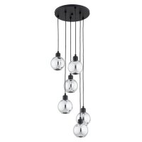 Hängelampe 6-flammig Glas Schwarz Chrom E14 L:33 cm