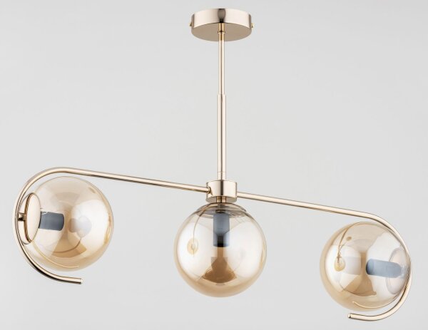 Deckenlampe 3-flammig Glas Gold Bernstein E14 H:47 cm