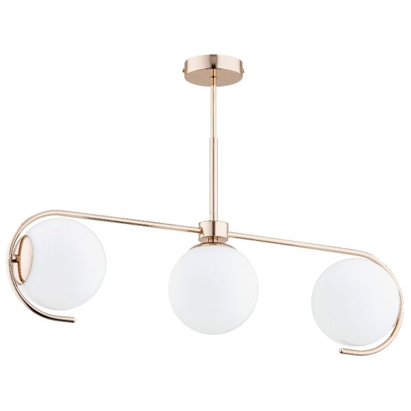Deckenleuchte 3-flammig Glas Weiß Gold E14 L:72 cm