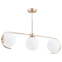 Deckenleuchte 3-flammig Glas Wei&szlig; Gold E14 L:72 cm