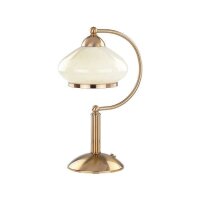 Tischlampe Glas Wei&szlig; Gold Metall E27 H:35 cm Modern