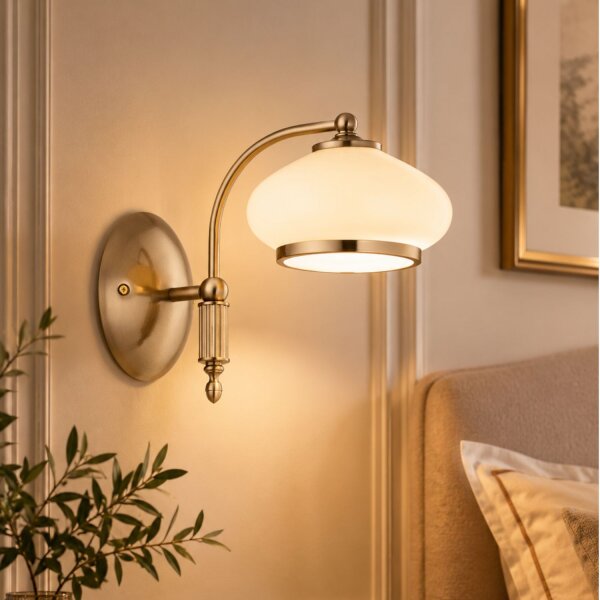 Wandlampe Gold Metall Glas E27 B:20 cm Modern dekorativ
