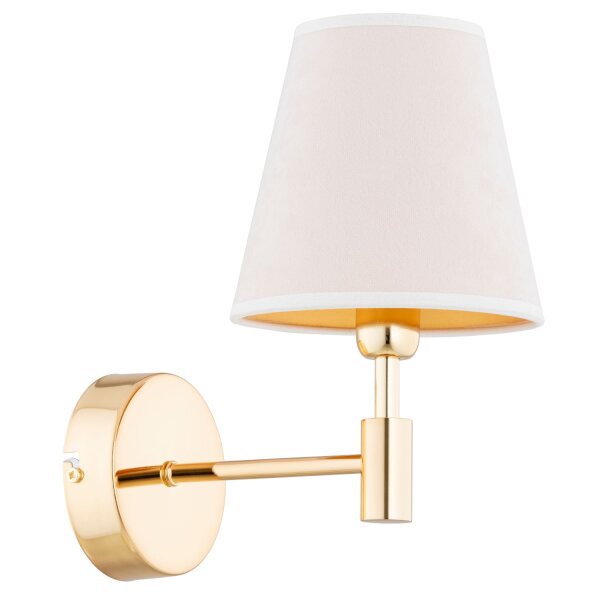 Wandlampe Stoff Metall Weiß Gold E14 B:15 cm Modern