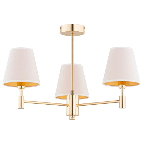 Deckenleuchte 3-flammig Stoff Weiß Gold E14 B:61 cm