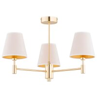 Deckenleuchte 3-flammig Stoff Wei&szlig; Gold E14 B:61 cm