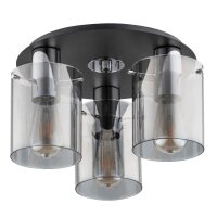 Deckenlampe 3-flammig Glas Rauchglas E27 B:36 cm Modern