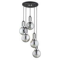 Pendelleuchte 5-flammig Rauchglas Schwarz E14 L:38 cm