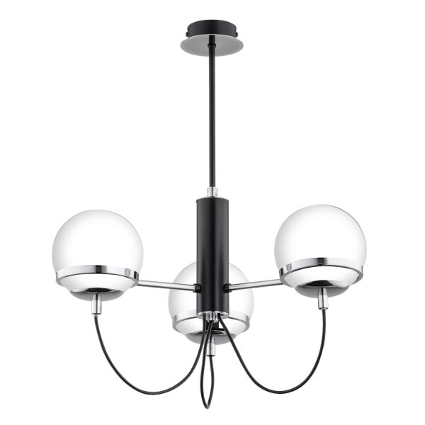 Deckenlampe 3-flammig Glas Schwarz Weiß E14 B:46 cm