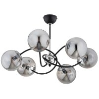 Deckenleuchte 6-flammig Rauchglas Schwarz E14 L:66 cm