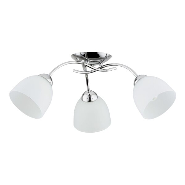 Deckenleuchte Glas Weiß Chrom 3-flammig E27 L:56 cm