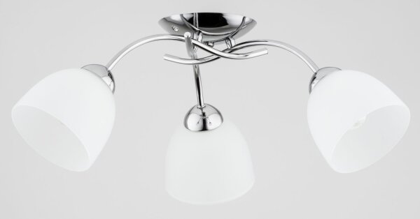 Deckenleuchte Glas Weiß Chrom 3-flammig E27 L:56 cm
