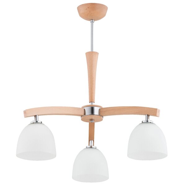 Deckenlampe 3-flammig Holz Weiß E27 L:52 cm wohnlich