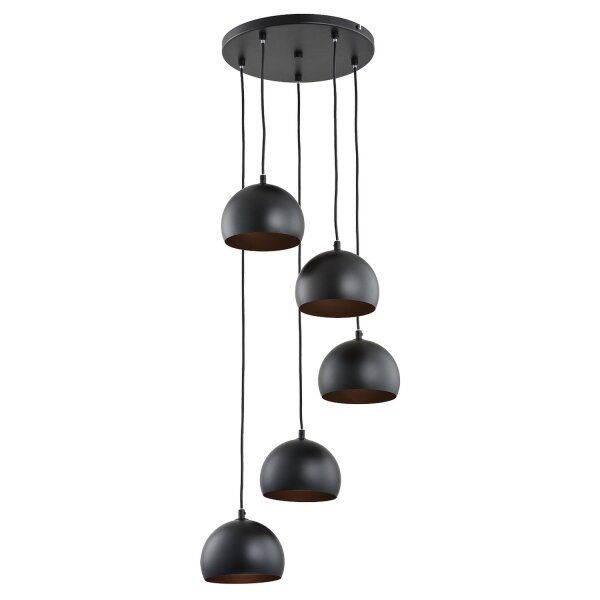 Pendelleuchte 5-flammig Metall Schwarz E27 L:29,5 cm