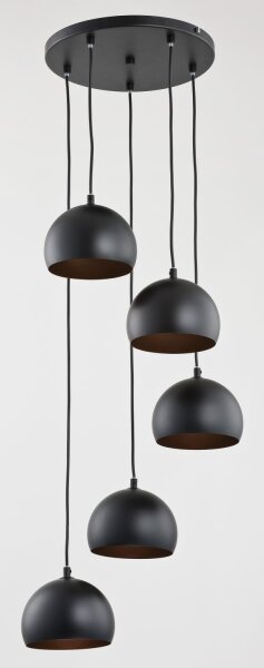 Pendelleuchte 5-flammig Metall Schwarz E27 L:29,5 cm