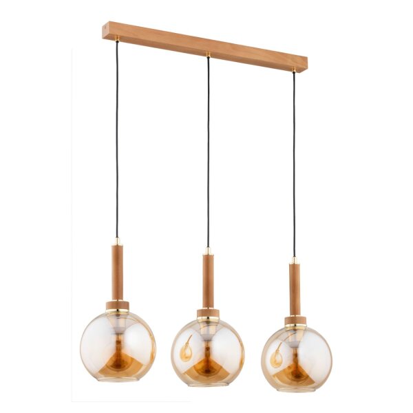 Hängelampe 3-flammig Glas Bernstein Beige E27 L:77 cm