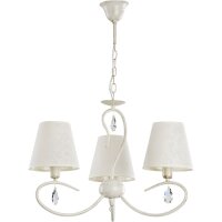 Pendelleuchte 3-flammig Stoff Wei&szlig; E14 50 cm Vintage