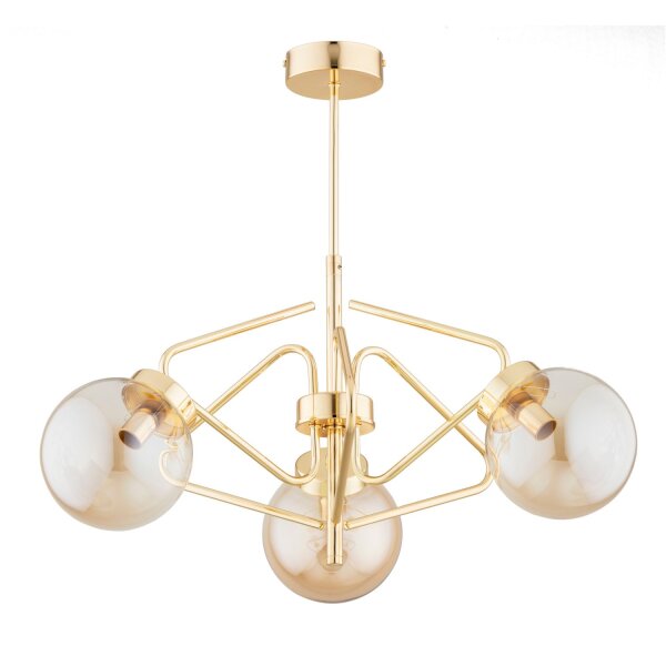 Deckenlampe 3-flammig Glas Gold E14 B:56 cm wohnlich