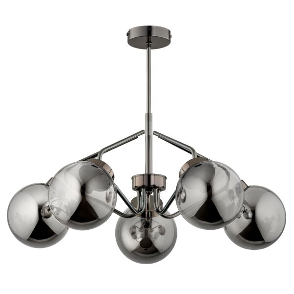 Deckenleuchte 5-flammig Rauchglas Metall E14 H:48 cm
