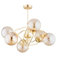 Deckenleuchte 6-flammig Glas Gold E14 H:48 cm Modern