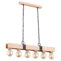 Hängelampe 6-flammig Holz E27 L:85 cm Skandinavisch