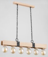 Hängelampe 6-flammig Holz E27 L:85 cm Skandinavisch