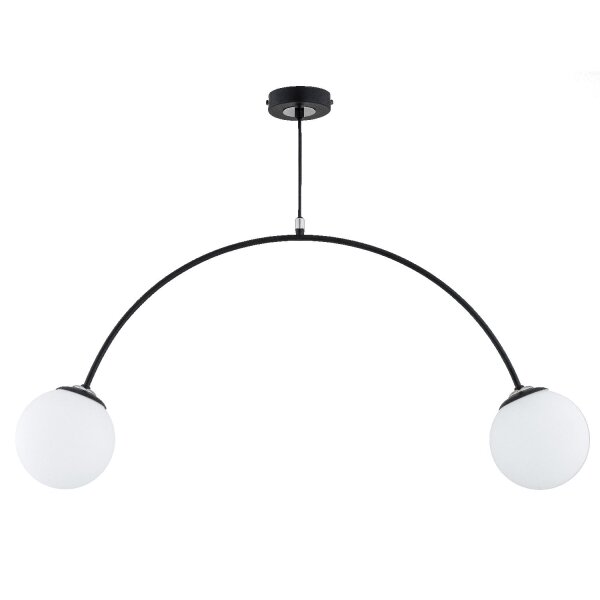 Deckenlampe 2-flammig Glas Schwarz Weiß E14 L:85 cm