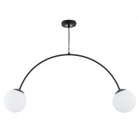 Deckenlampe 2-flammig Glas Schwarz Weiß E14 L:85 cm