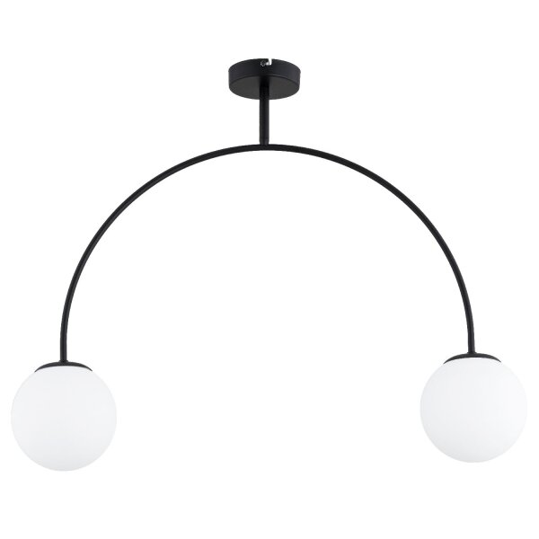 Deckenleuchte 2-flammig Glas Schwarz Weiß E14 L:75 cm